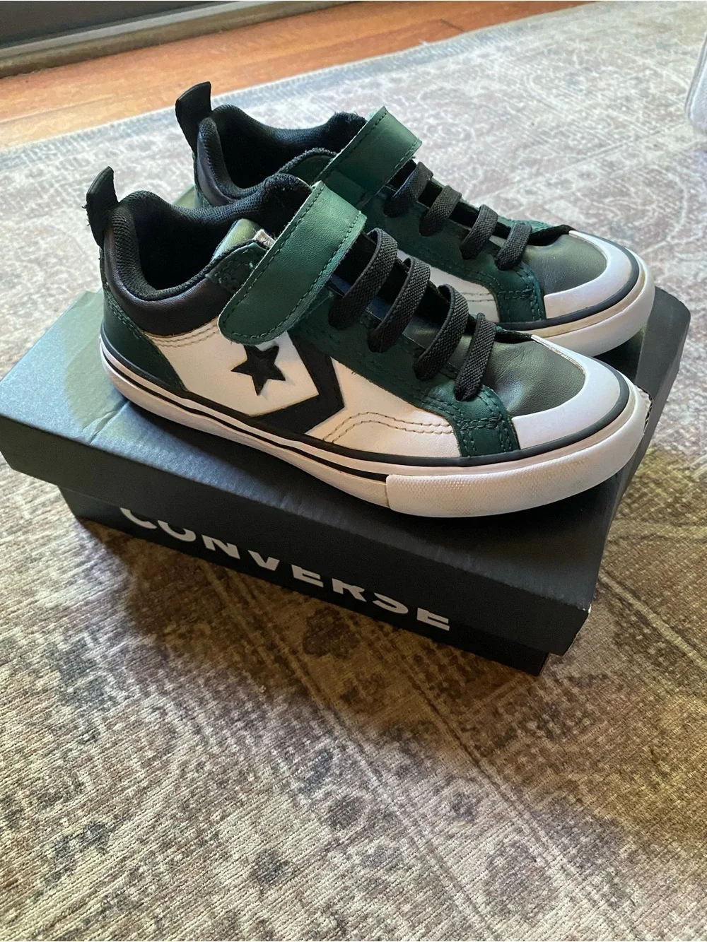 Converse Kids Low Top Sneakers in Green, White & Black